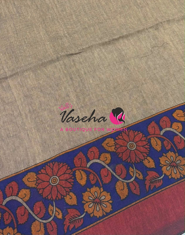 Handloom Cotton Sarees with Kalamkari Blouse - VVKCK004