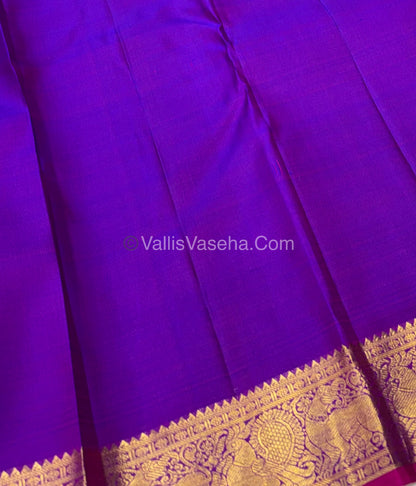 Pure Kanchipuram Silk Saree - Triple Tone Shade & Purple/Pink Combo - VVPS014