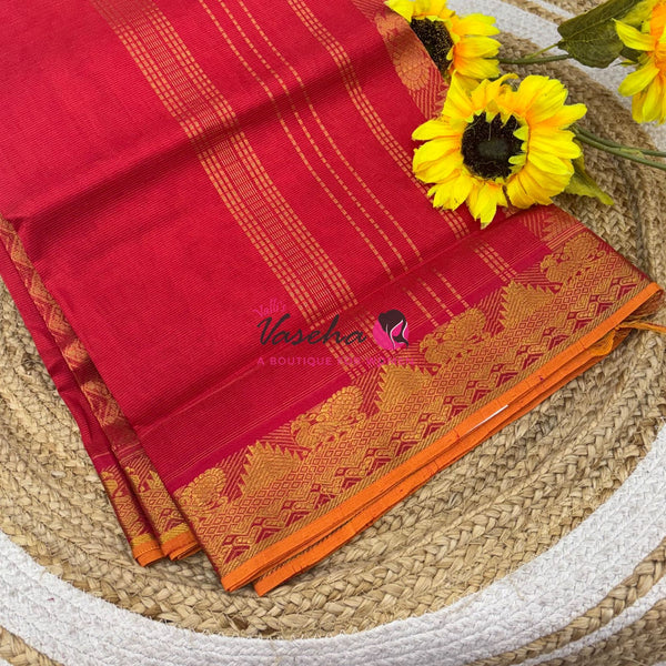 10 yards - Pure Silk Cotton - Red Shade  - VVTYSC002