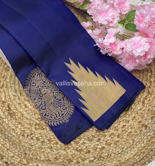 Pure Soft Silk Saree - Jothika Hit design - Navy Blue - VVPSS005