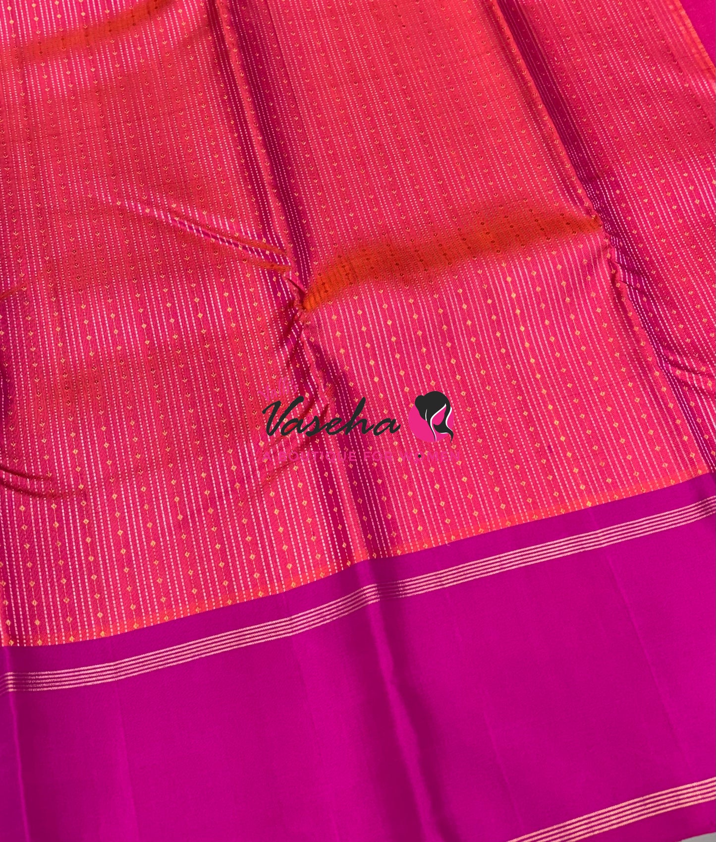 Pure Kanchipuram Silk Saree - Vairavoosi Design  - Peachish Pink & Pink Combo - VVPS014