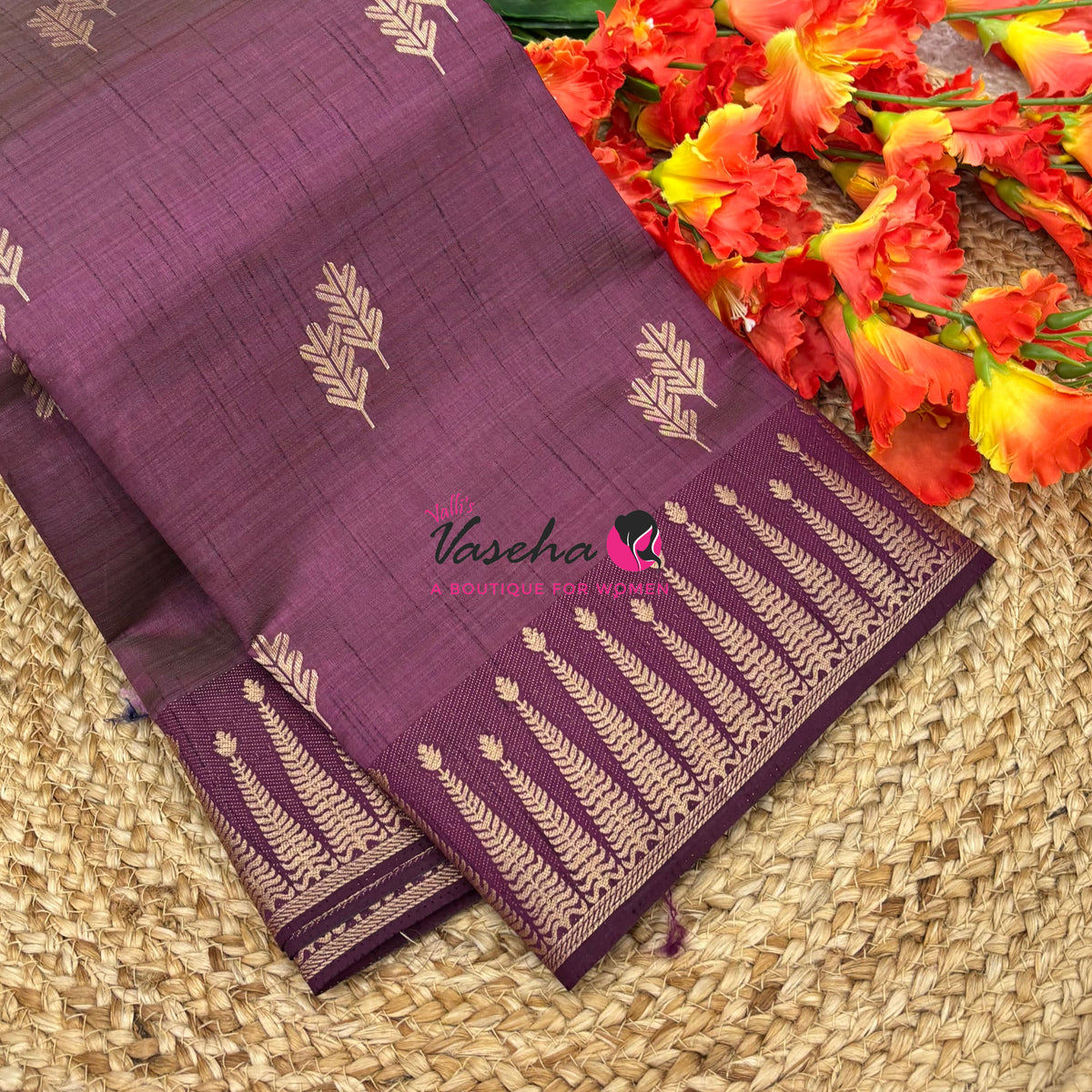 Semi Tussar Silk Saree | Wine Shade |VVSTS050