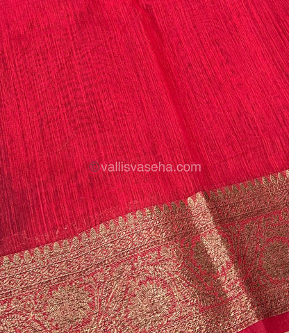 Bamboo Silk Saree - Blue With Red Shade    - VVBSS001