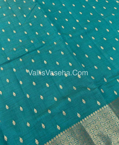 Semi Tussar Silk - Grand Pallu  - Light Blue / Ramar Blue Shade - VVSTS022