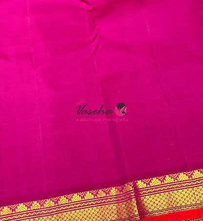 Pure Kanchipuram Silk Saree - Light Pink With Pink - VVPS031