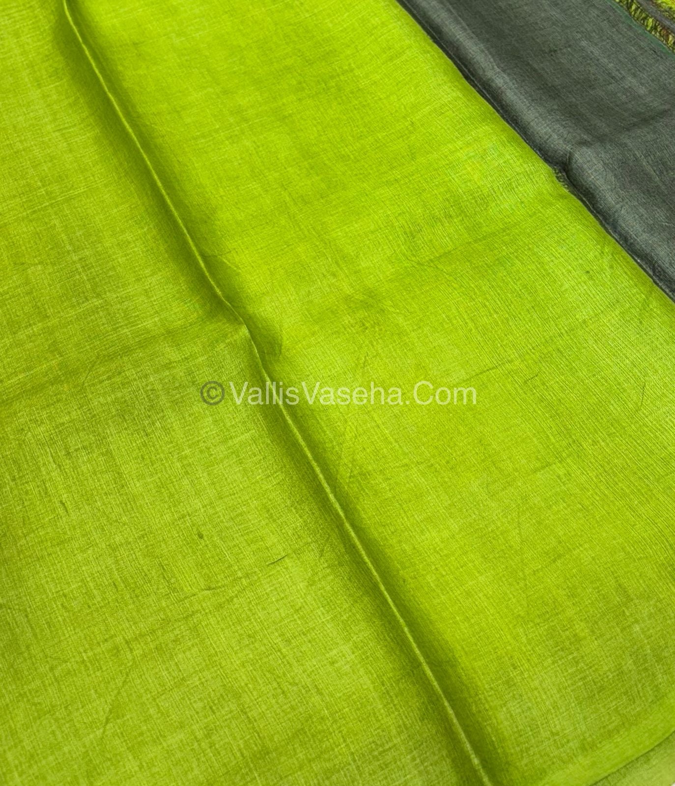 Pure Tussar Silk  - Cream With Pista Green Shade -  VVPTS001
