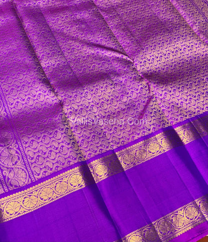 Pure Kanchipuram Silk Saree - Blue With Purplish Pink Combo - VVPS027