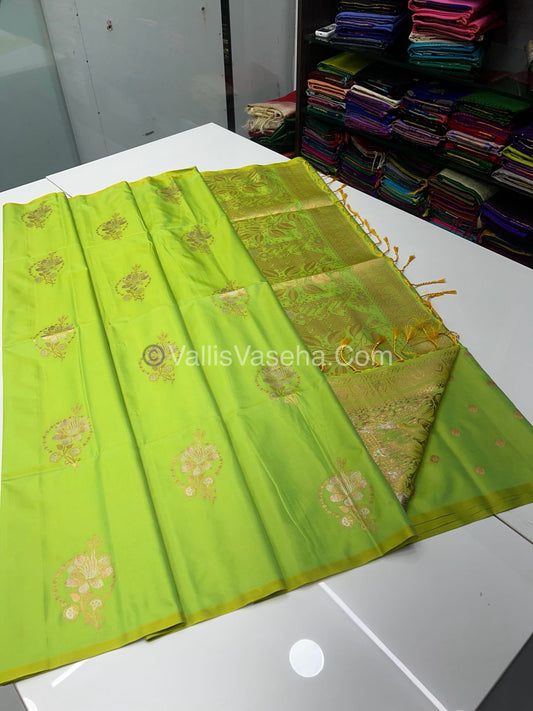 Semi Soft Silk - Border less - Pista Green Shade -VVSSS007