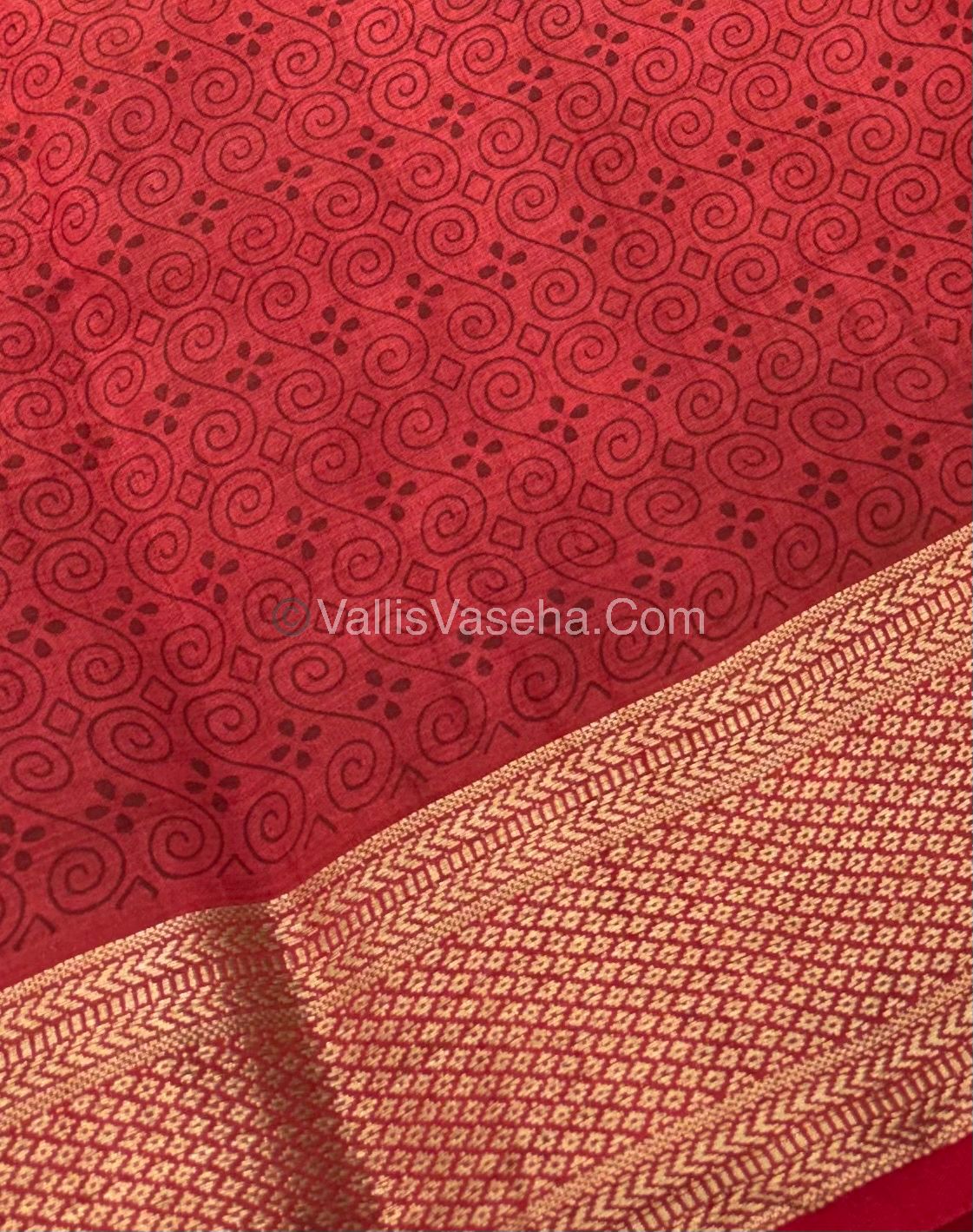 Semi Tussar Silk Saree - Ikkat / Pochampally Design - Red shade - VVSTS033