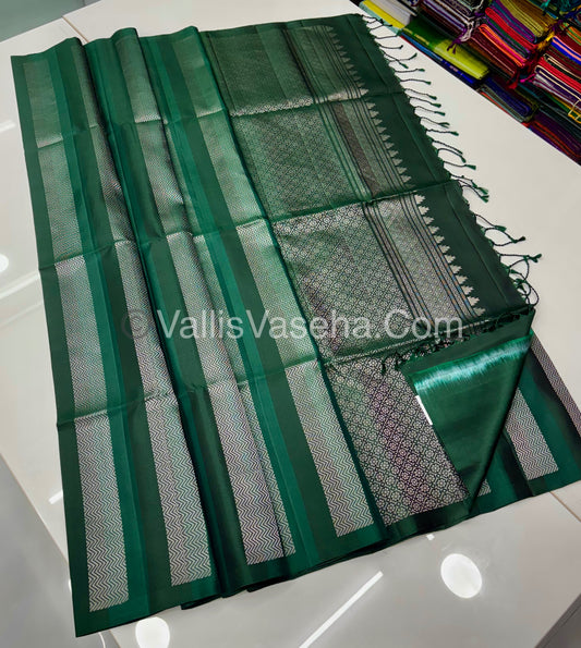Pure Soft Silk Saree - Border Less  - Dark Green Shade - VVPSS068