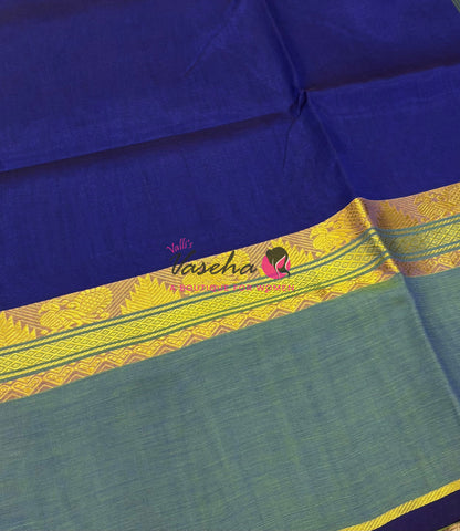 Pure Silk Cotton Saree - VTV Sarees - Blue & Green Shade - VVPSC013