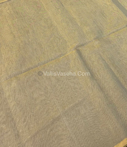 Pure Maheshwari Tissue Silk - Triple Tone Light Grey  & Gold Shade - VVMTS001