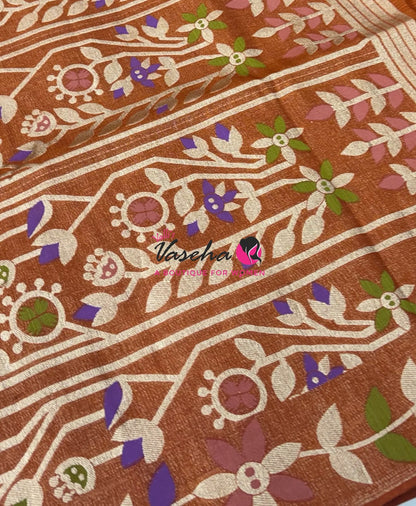 Banarasi - Heritage Meenakari Silk -   Rust Shade - VVBHS016