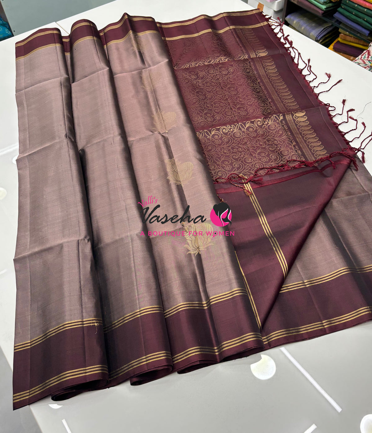 Pure Soft Silk Saree  - Chocolate Brown & Brown Combo - VVPSS161