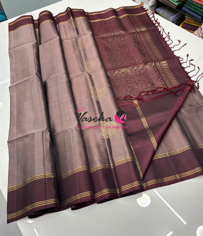Pure Soft Silk Saree  - Chocolate Brown & Brown Combo - VVPSS161
