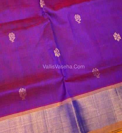 Pure Silk Cotton Sarees - Purple With Yellow Shade - VVPSC010