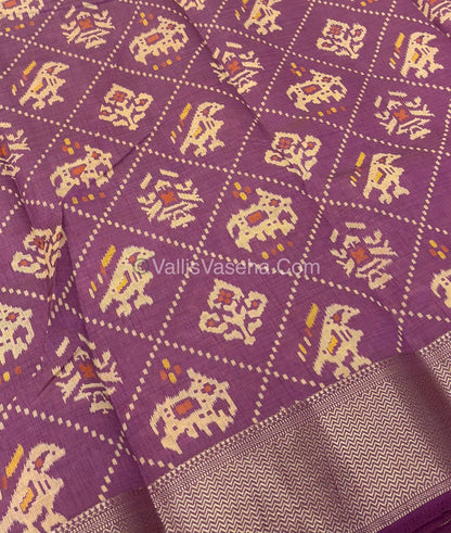 Semi Tussar Silk Saree - Ikkat / Pochampally Design - Onion Pink Shade - VVSTS034