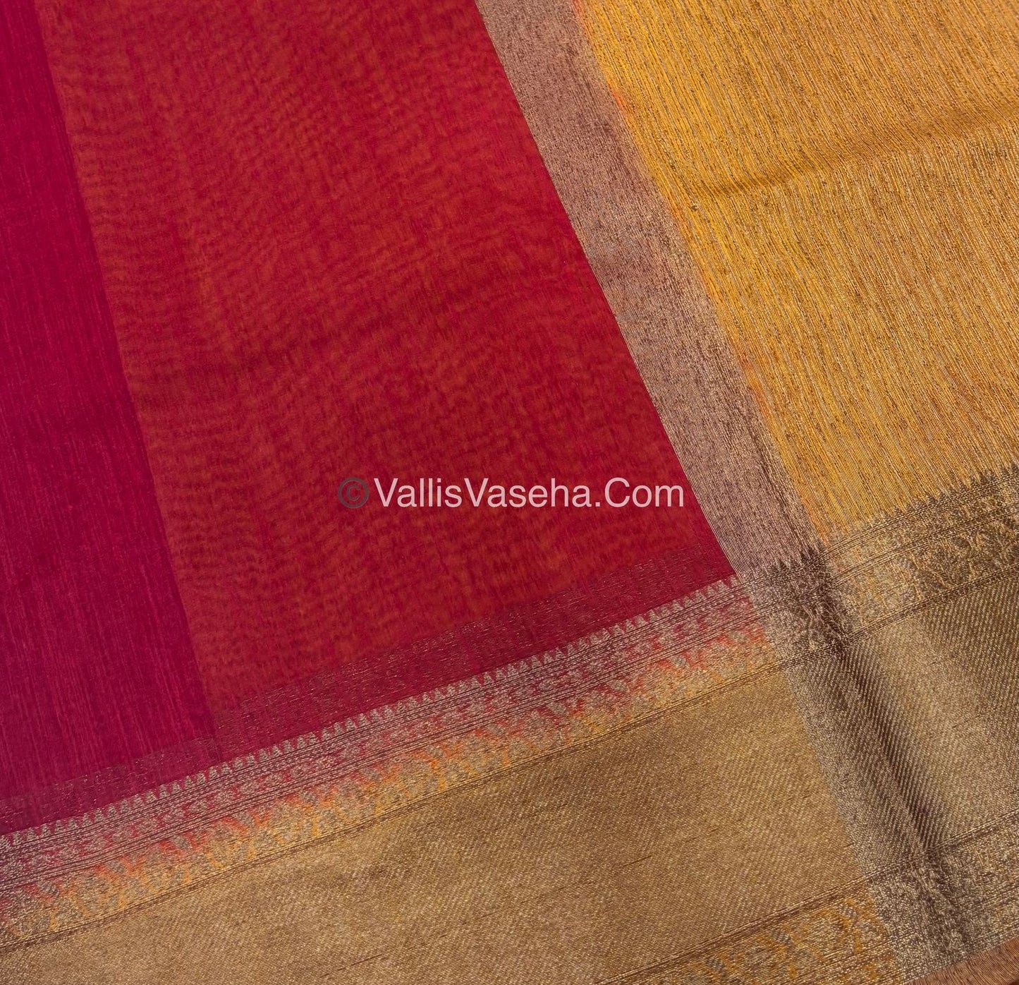 Bamboo Silk Saree- Red with mustard  Shade - VVBSS012