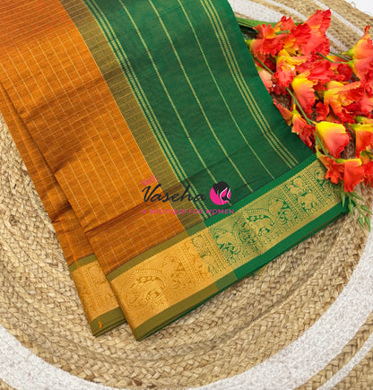 Semi Silk Cotton Saree - Checks Pattern - VVSSC019