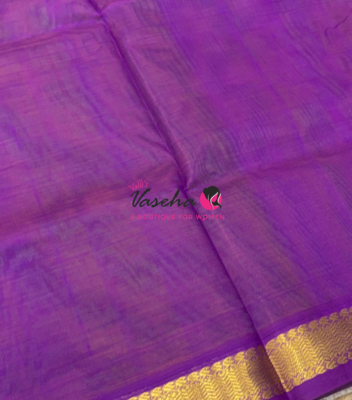 Pure Silk Cotton Sarees - Green With Purple - VVPSC017