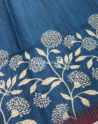 Art Tussar / Art Silk - Blue & Maroon Shade - VVATS002