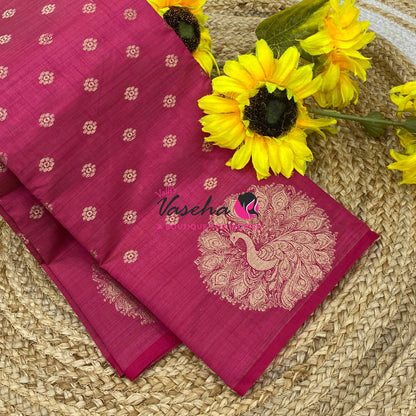 Semi Tussar Silk Saree | Pink Shade |VVSTS056