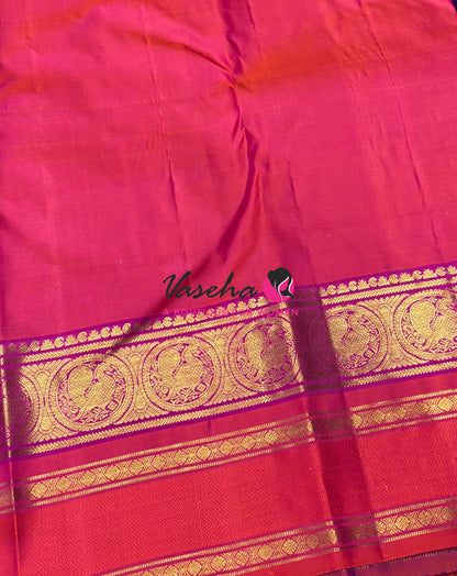 Pure Bridal Kanchipuram Silk Saree - Purple & Peach Combo - VVPS074