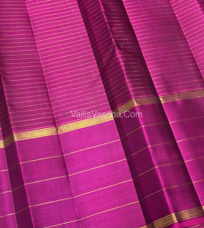 Pure Kanchipuram Silk Saree - Green & Purple Combo - VVPS027