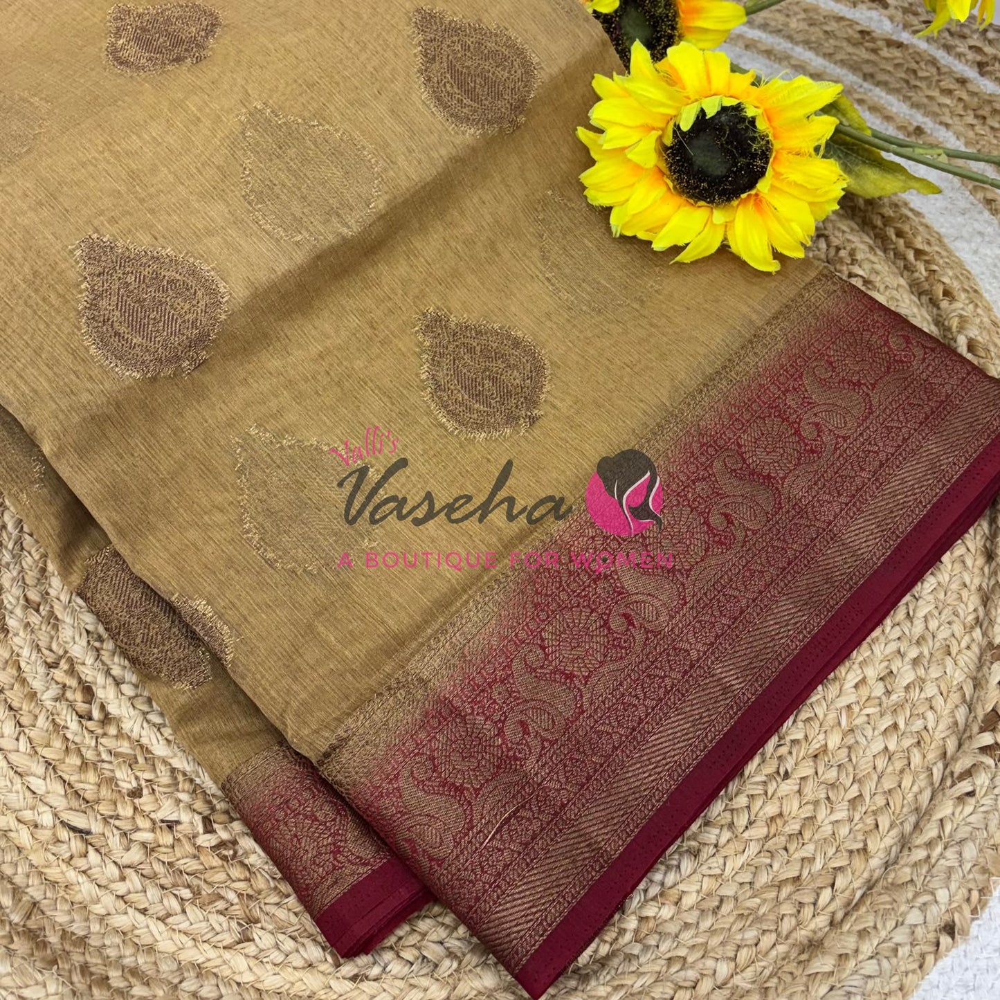Bamboo Silk Saree- Peach with Pink Shade - VVBSS013