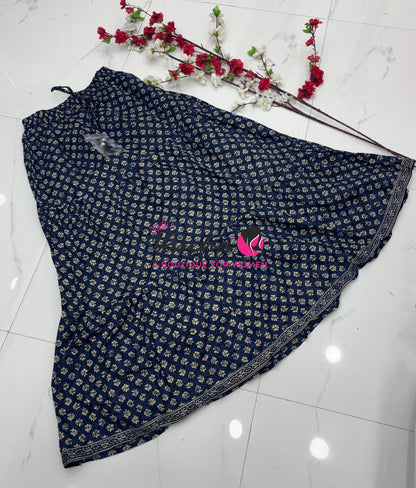 Skirts - Indigo Blue shade - Free Size ( Fit Upto XL Size) - VVPS001