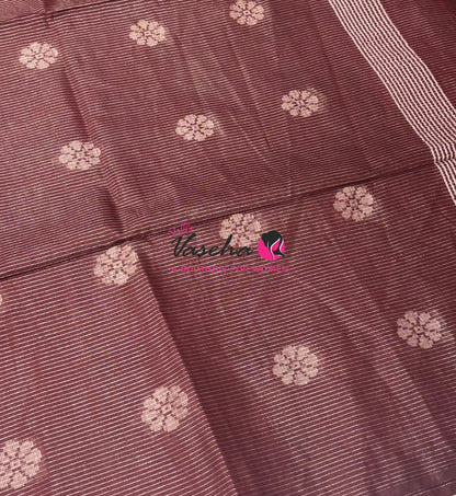 Bhagalpuri Silk - Vaira Voosi Lines - Pink & Maroon Brown Combo - VVBSV003