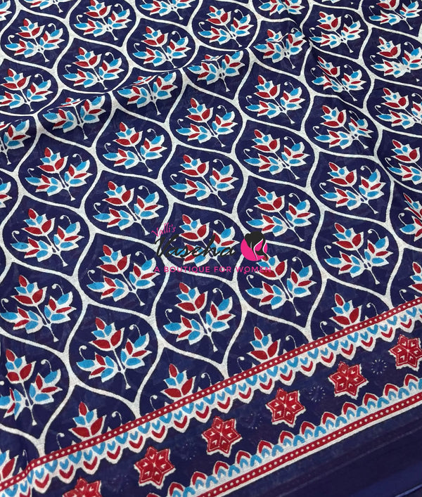 Pure Soft Mul Mul Cotton Sarees - Hand Block Prints - VVMMC011