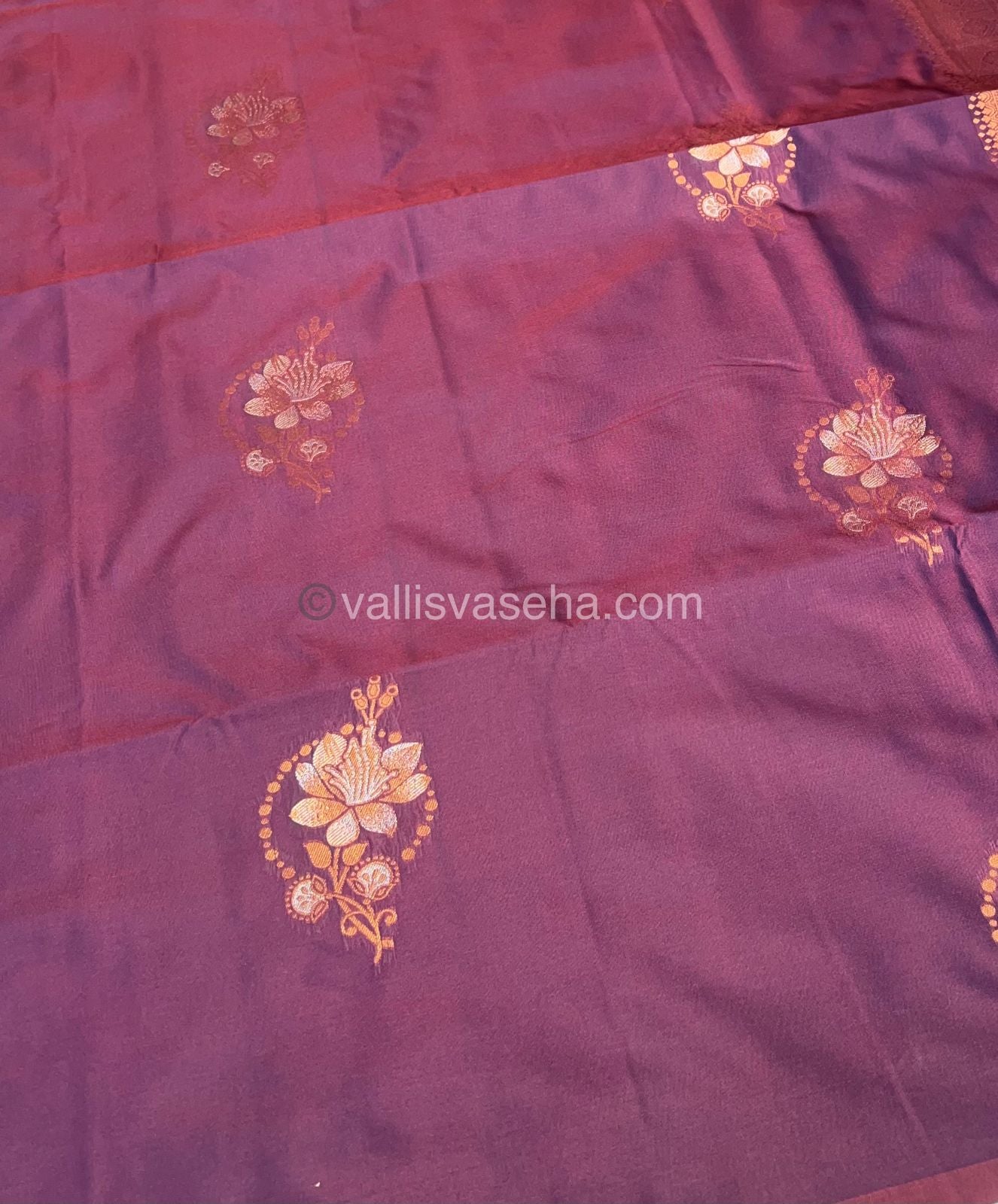 Semi Soft Silk - Border less - Dark Purplish Wine Shade -VVSSS007