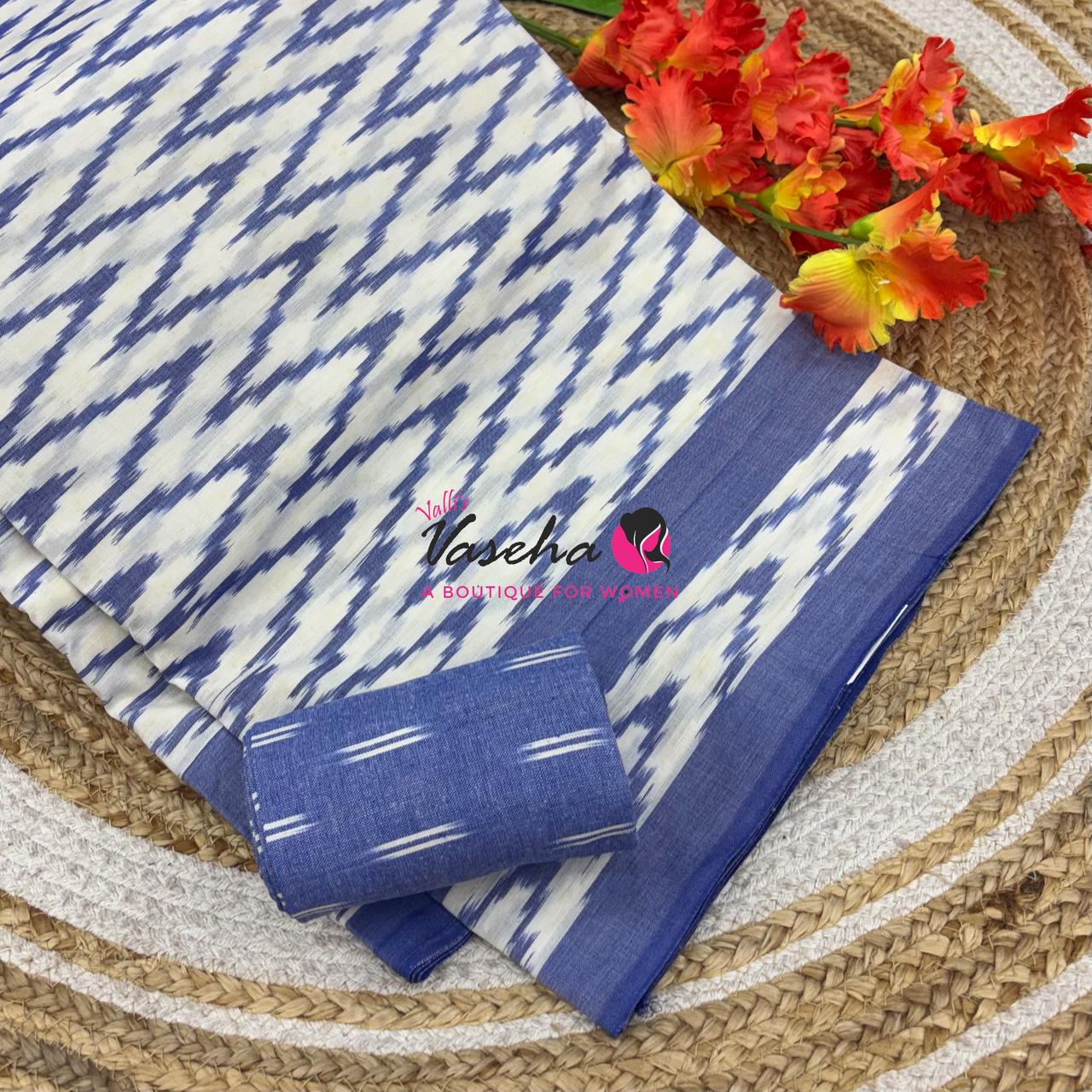 Ikkat Mercerised Cotton Saree - Single Ikkat - VVIKS001