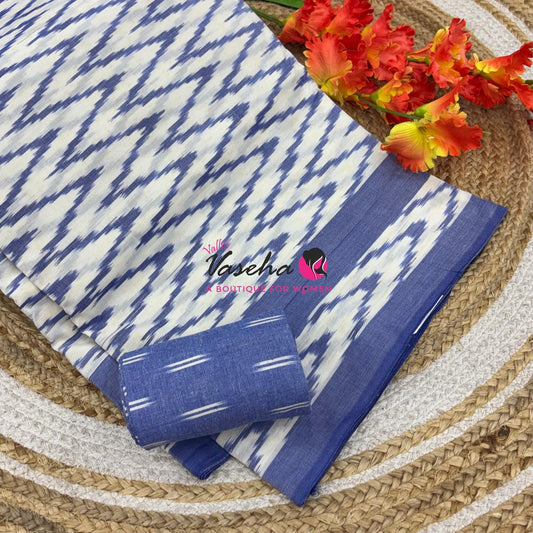 Ikkat Mercerised Cotton Saree - Single Ikkat - VVIKS001