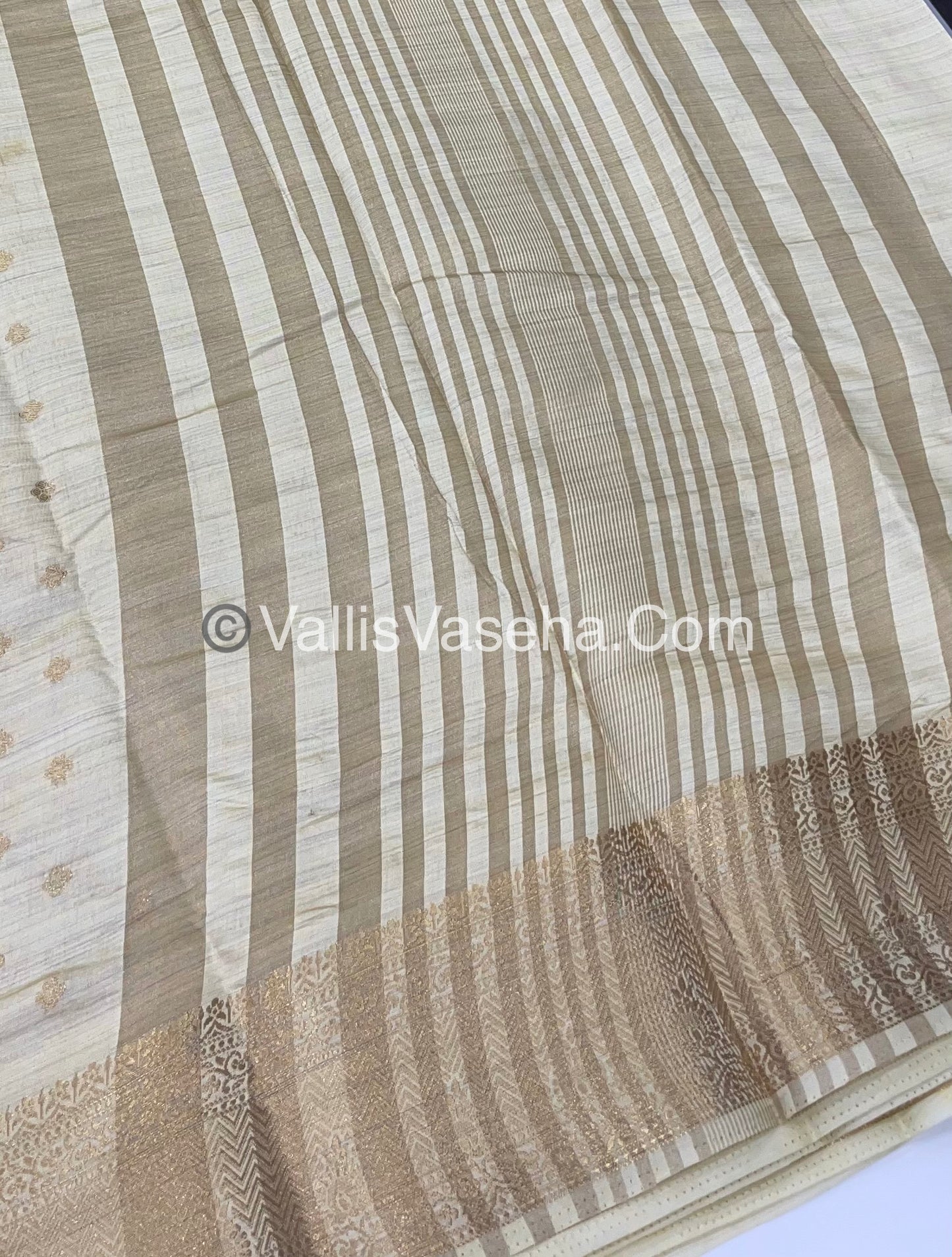 Semi Tussar Silk  - Cream Shade - VVSTS015