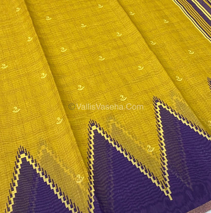 Semi Chanderi Saree - Mustard & Violet Combo - VVSCS003