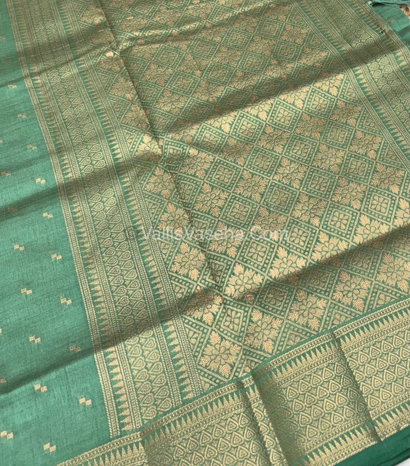 Semi Tussar Silk - Grand Pallu  -Pastel Green Shade - VVSTS020