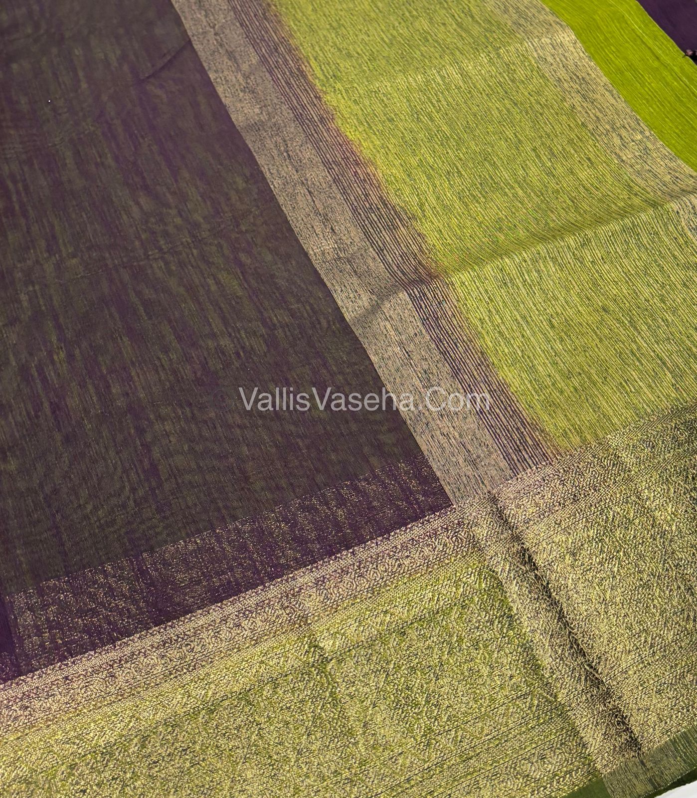 Bamboo Silk Saree - Violet With Green Shade - VVBSS006