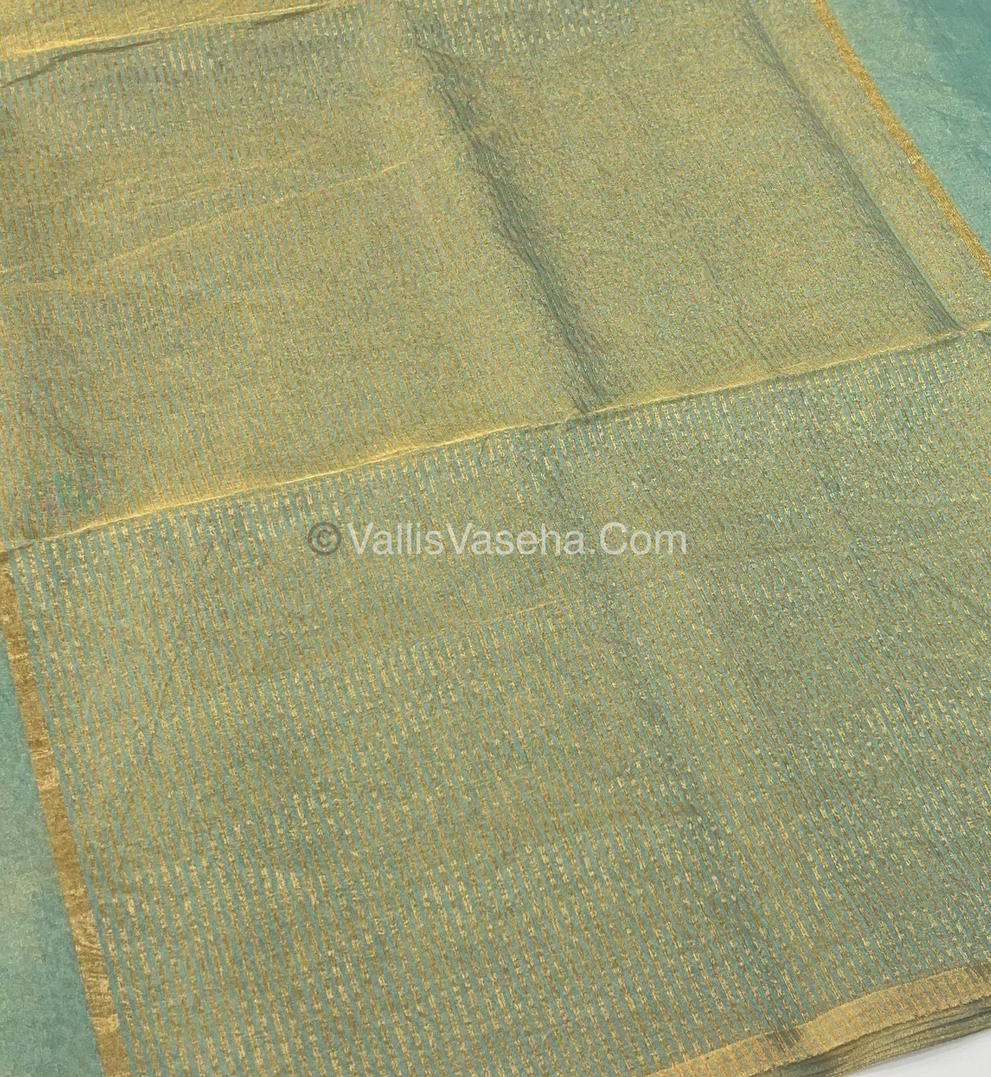 Pure Maheshwari Tissue Silk - Triple Tone Light Blue & Gold Shade - VVMTS001