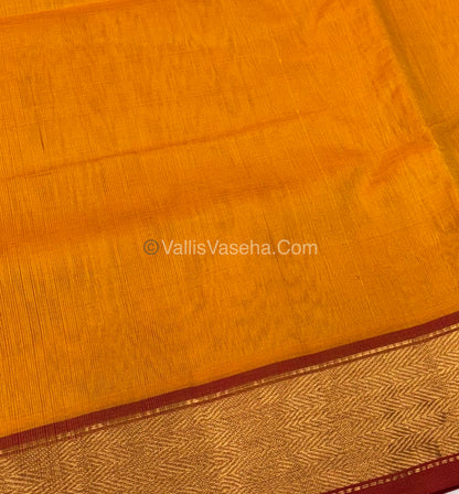 Pure Silk Cotton Sarees - Mango Yellow & Red Shade - VVPSC008