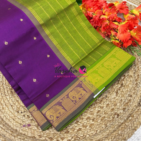 Semi Silk Cotton Saree | Small Leaf Butta Design |VVSSC010