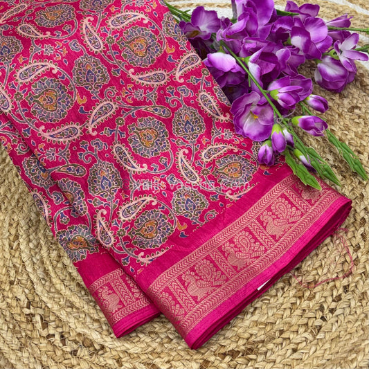 Casual Wear - Fancy Viscose Mulberry Silk  - Dark Pink Shade - VVFMS001