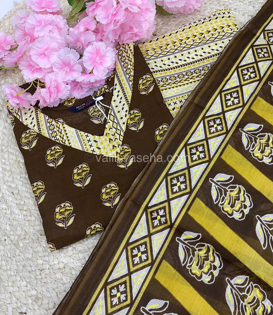 Ready Made - Semi Patiyala 3(pc) Set - Printed Cotton - VVRSP001