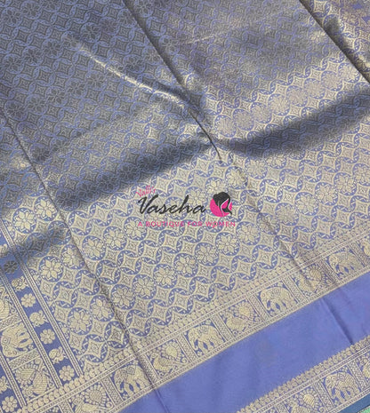 Semi Soft Silk - Pastel Blue With Light Lavender - VVSSS036