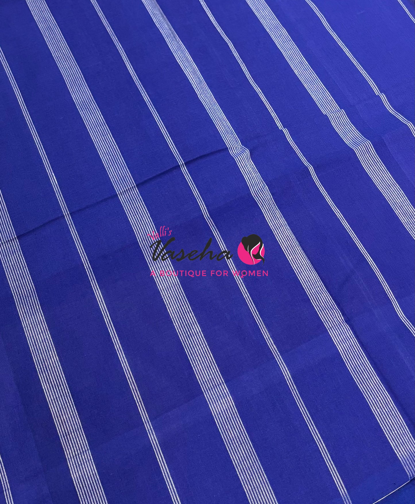 Double Ikkat Pure Cotton Saree -  Blue With Red  - VVIKS002