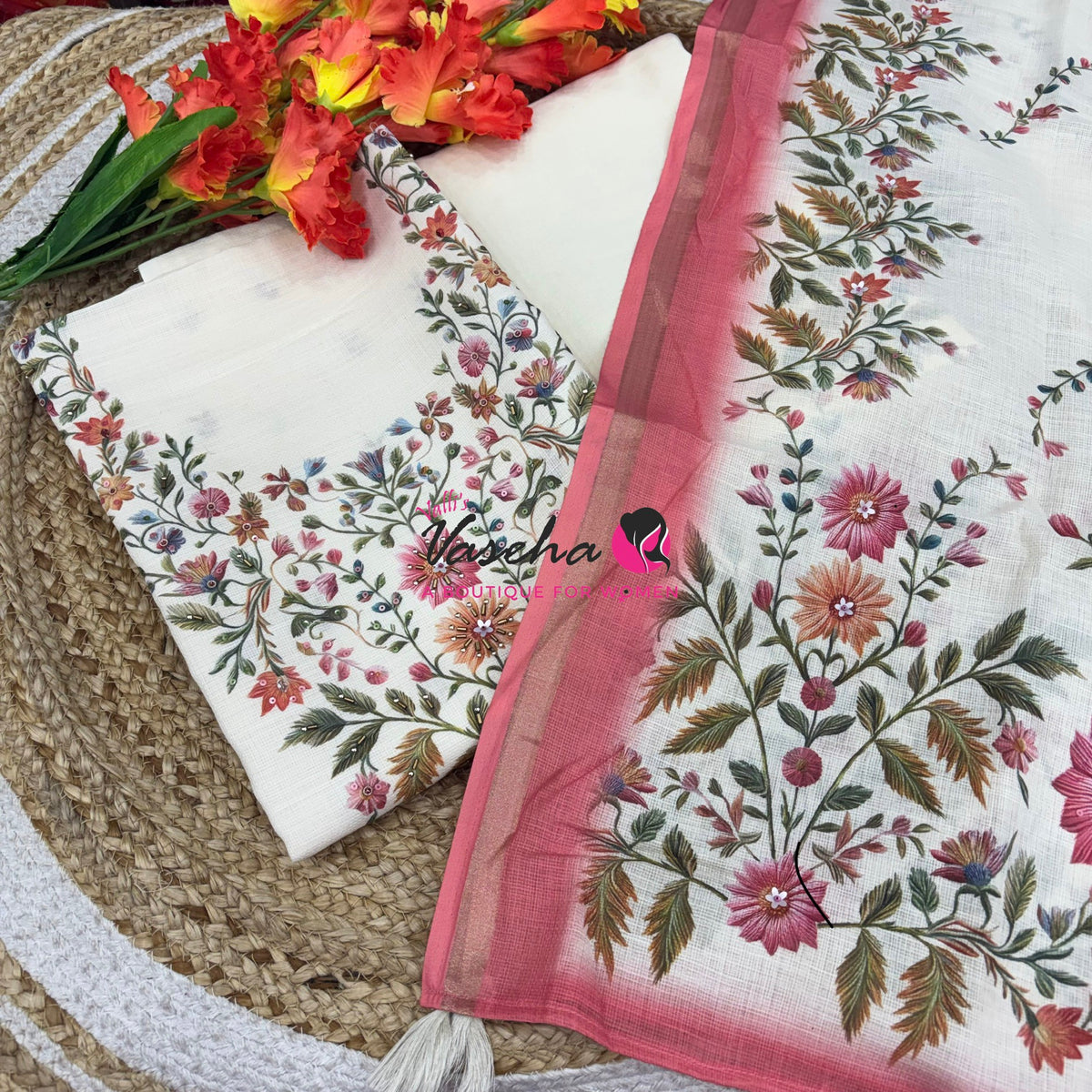 Unstitched Material | Linen Mixed Cotton Kota Material - VVUSM086