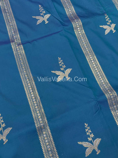 Semi Soft Silk - Border less - Blue Shade -VVSSS034