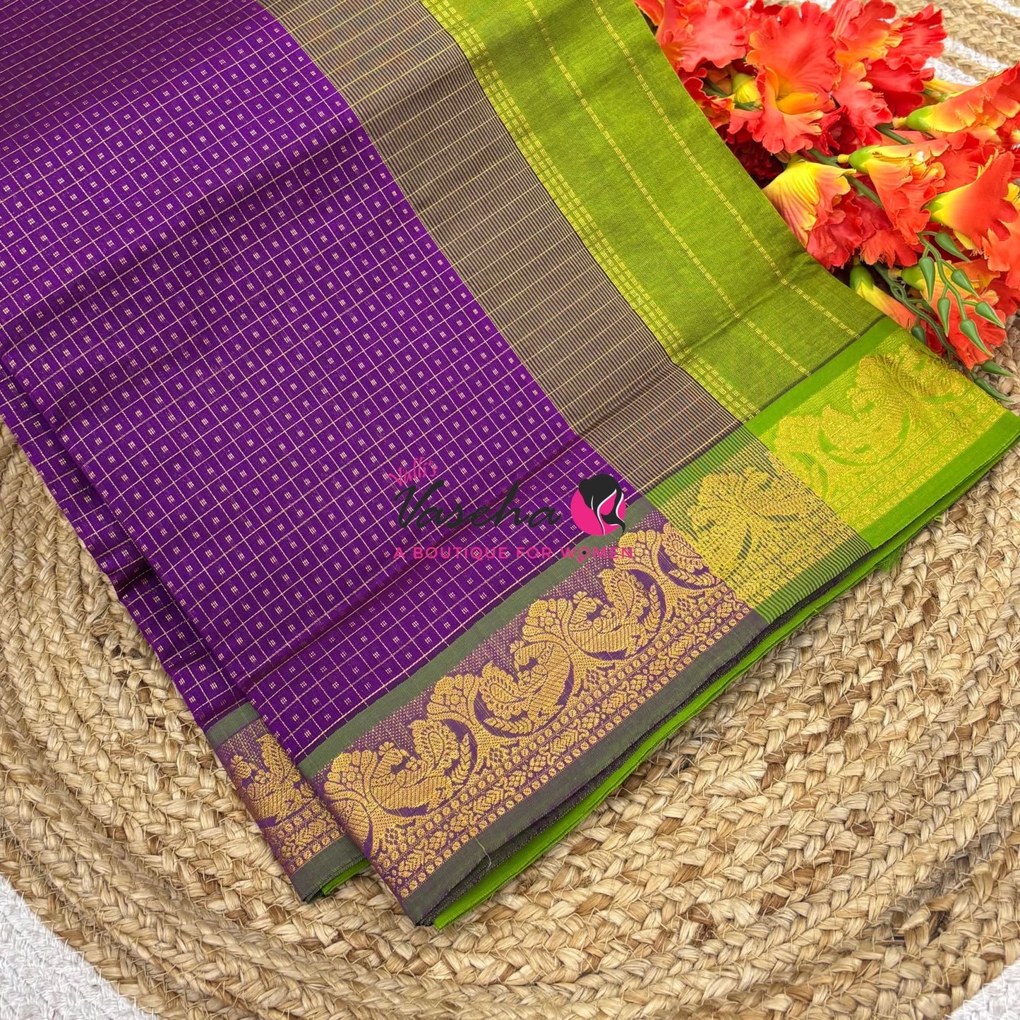 Semi Silk Cotton Saree Lakshadeepam Shade |VVSSC009