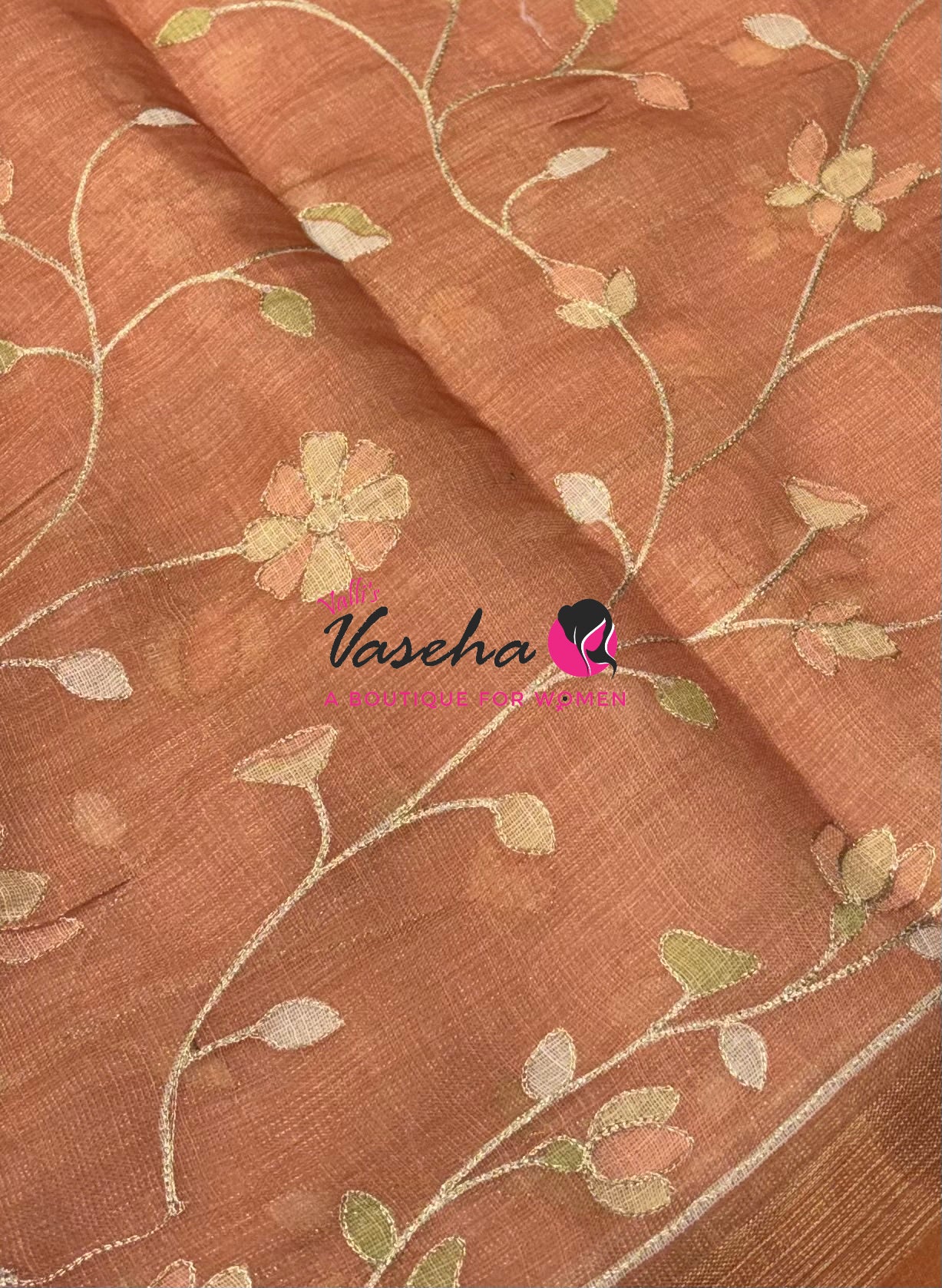 Linen Tissue Saree - Orange Shade - VVLTS003